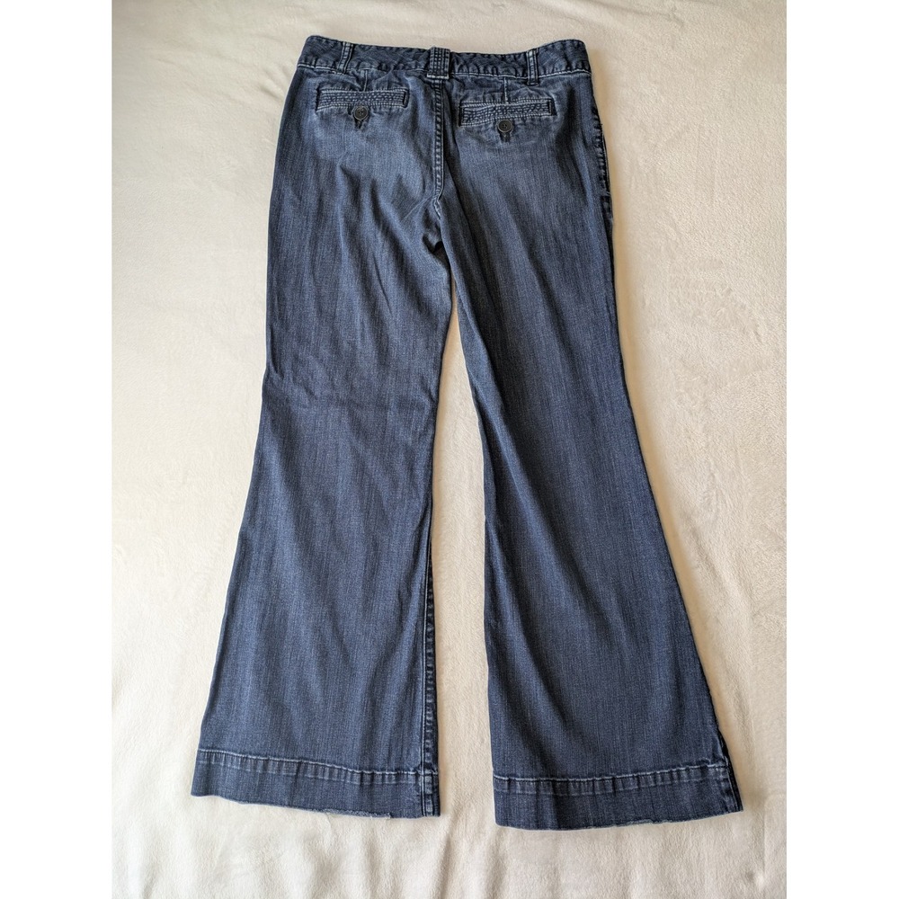 Mossimo Premium Denim Jeans Womens 10 Blue Flare Wide Leg Trouser Mid Rise Y2K - Picture 8 of 10
